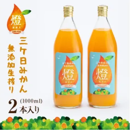 三ヶ日みかん100％ジュース-燈(あかり)- 1000ml×2本入