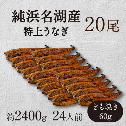 純浜名湖産特上うなぎ20尾・きも焼き（60g）付きセット